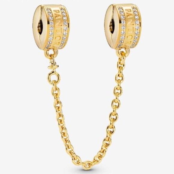 Pandora Pandora Logo Safety Chain Clip Charm - Picture 1 of 3